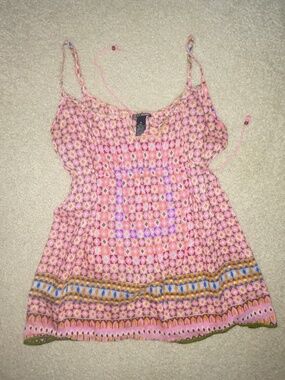Y2K vintage boho baby doll lucky brand silk cotton tank with tassels M
